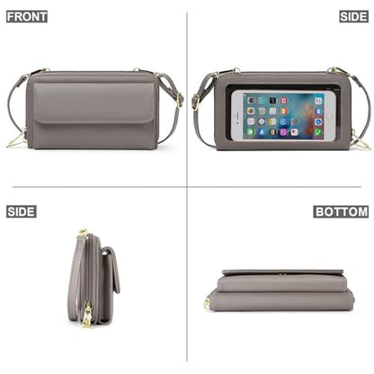 GOIACII Phone Purse Crossbody Bags for Women Small Travel Wallet Touch Screen RFID Blocking - color: C04 Grey