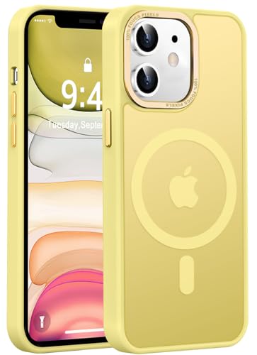 Newfuture Magnetic for iPhone 11 Case Matte Shockproof, Yellow | Military Drop Protection, Slim Matte Anti-Fingerprint, Compatible with Magsafe, Camera Guard, Translucent Protective Cover - color: Yellow, size: iPhone 11 6.1inch