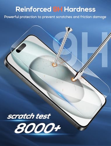 4 Pack for iPhone 15 Screen Protector，Premium Tempered Glass Film 9H Hardness，Scratch Resistant，Bubble Free，Easy Installation，Ultra Durable，HD Clear，Case Friendly [6.1 inch] - size: iPhone 15