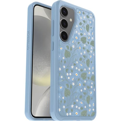 OtterBox Samsung Galaxy S24+ Symmetry Series Clear Case - Dawn Floral (Blue), Ultra-Sleek, Wireless Charging Compatible, Raised Edges Protect Camera & Screen - color: Blue, style: Samsung Galaxy S24+