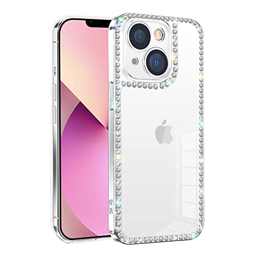 Compatible with iPhone 13 Bling Case for Women Girls 3D Glitter Sparkle Luxury Shiny Cute Crystal Charms Rhinestone Diamond Bumper Soft TPU Clear Protective Cover for iPhone 13 - size: iPhone 13