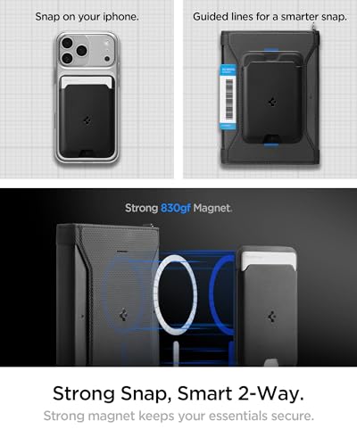 Spigen Life Passport Card Cover Holder, RFID Blocking | Travel Document Organizer, SIM Card Pin Included - Black - color: Black - with MagSafe Card Holder