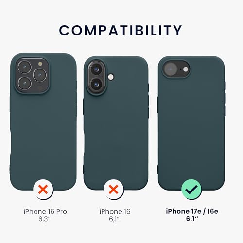 kwmobile Case Compatible with Apple iPhone 17e / iPhone 16e Case - Soft Slim Protective TPU Silicone Cover - Dark Slate - color: Dark Slate