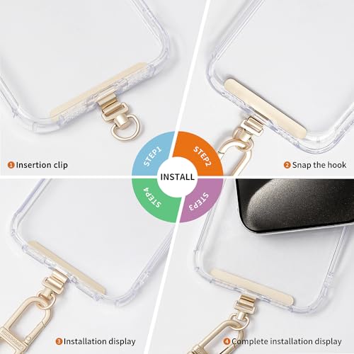 Phone Tether Tab, 360° Rotation Ultra-thin 0.2mm Bending Design Universal Stainless Steel Phone Lanyard Tab Without Adhesive,Metal Phone Lanyard Replacement Patch for Cell Phone (Silver) - color: H
