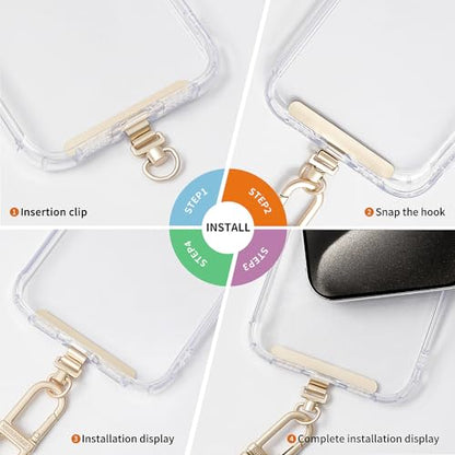 Phone Tether Tab, 360° Rotation Ultra-thin 0.2mm Bending Design Universal Stainless Steel Phone Lanyard Tab Without Adhesive,Metal Phone Lanyard Replacement Patch for Cell Phone (Silver) - color: H