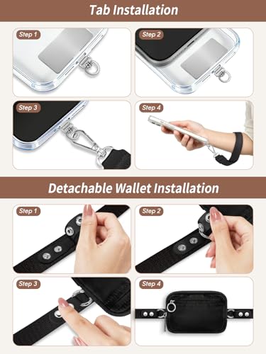Clip and Go Strap for Phone with Wallet Crossbody Lanyard Black - color: 1 Black