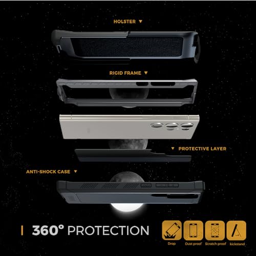 MOTIVE Heavy Duty Case for Samsung Galaxy s23 Ultra, Belt Clip | 6.8" | Bunker Series, Military Grade Multi-Layer Protection, PC/TPU Build, Sealed Port Cover, 20 ft Drop tested - size: S23 Ultra