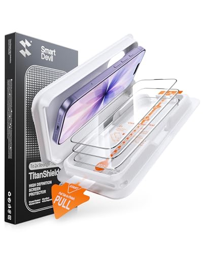 SMARTDEVIL 3 Pack Screen Protector for iPhone 17, Optical Clear 9H Tempered Glass, 2X Impact Resistance, Anti-Fingerprint Coating, SmartPull Box Bubble-Free Install