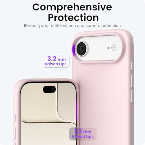 ORNARTO for iPhone Air Case 6.5", Slim Liquid Silicone 3 Layers Soft Gel Rubber Shockproof Protective Cover with Anti-Scratch Microfiber Lining-Chalk Pink - color: Chalk Pink