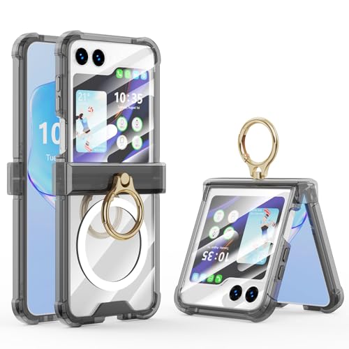 Case for Samsung Galaxy Z Flip 6 Case with Ring Shockproof Kickstand Hinge Protection Compatible with Magsafe Phone Cover for Samsung Galaxy Z Flip 6 5G(Carbon Black) - color: Carbon black