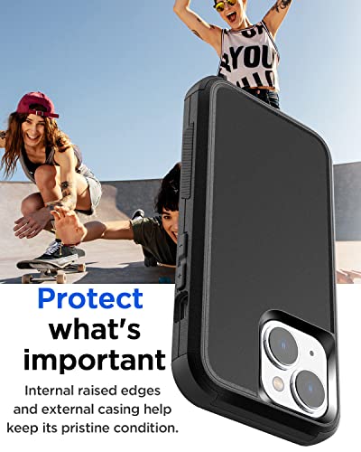 AICase Rugged Case for iPhone 13,Heavy Duty 3-Layer Pocket-Friendly Durable Military Grade Protection Shockproof/Drop Proof Protective Cover for iPhone 13 6.1 inch_1 Black - color: Black