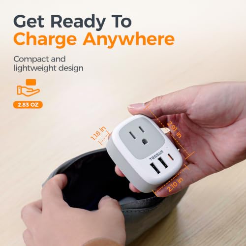 TESSAN Wall Charger Block, 3 USB Charging Ports (1 USB C PD 20W MAX) - color: Grey, size: USB C PD 20W