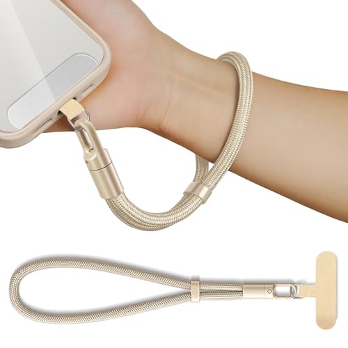 Adjustable Phone Wrist Strap, Slim Lanyard with Tether Tab Anti Drop Wristlet for and Smartphones, Nylon Hand Strap - color: Light Tan
