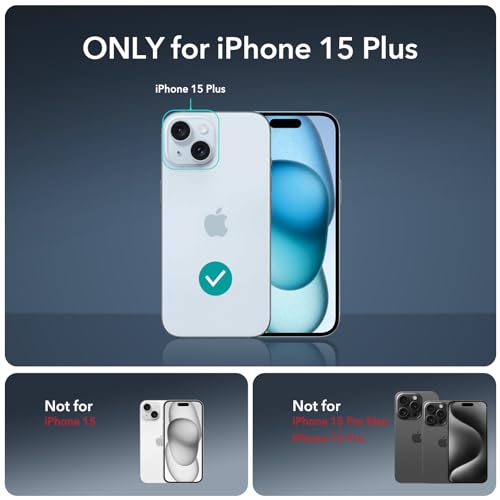 ESR 3+1 Pack for iPhone 15 Plus Screen Protector, [9H Hardness] [Military Grade Shatterproof] Full Coverage Ultra-tough Tempered Glass Film with Easy Installation Frame, 1 Set of Camera Lens Protector