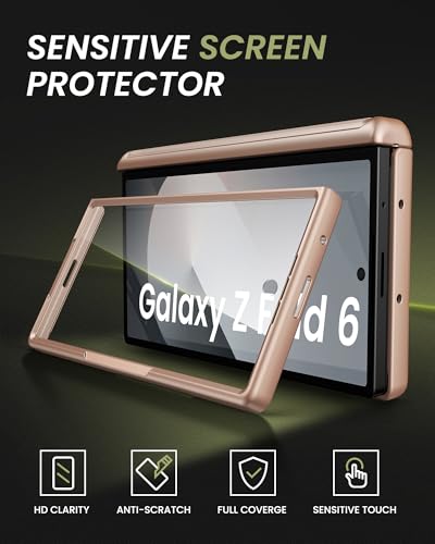 for Samsung Galaxy Z Fold 6 Case with Card Holder, Rose Gold - color: Rose Gold