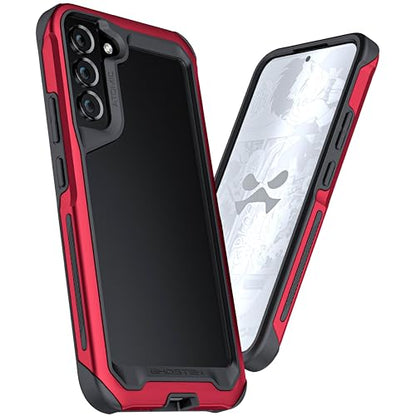 Ghostek ATOMIC slim Samsung S22 Plus Case with Clear Back and Strong Aluminum Bumper Heavy Duty Military Grade Shockproof Lightweight Metal Phone Covers Designed for 2022 Galaxy S22+ 5G (6.6 in) (Red) - color: Red, size: Galaxy S22 Plus