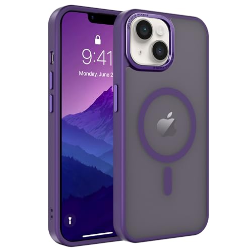 Magnetic iPhone 14/13 case,Compatible with Magsafe, Military-Grade Protection,Slim Translucent Matte Shockproof with Anti-Scratch Anti-Fingerprint Phone Cover (deep Purple, iPhone 14/13) - color: Deep Purple, size: iPhone 14/13