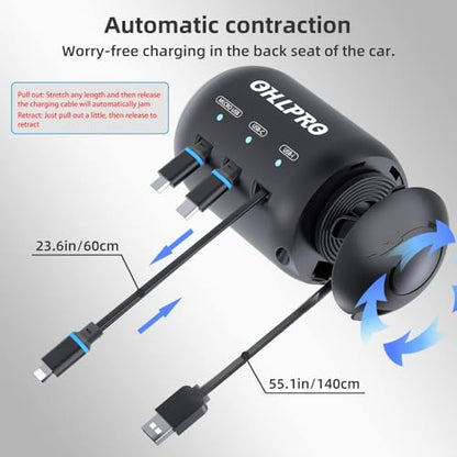 OHLPRO Multi Car Retractable Backseat 3 in 1 Car Charging Station, Adapter - size: Car Adapter | 3-IN-1 Charging Station