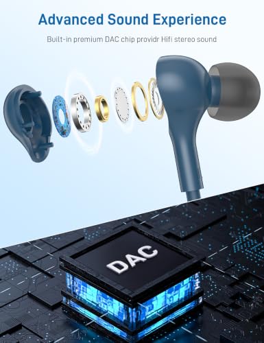 USB C Headphones for Apple/iPhone Duo 18 17 16 15 Wired Earbuds with Case - color: Lake Blue