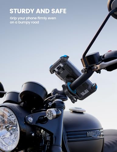 Bike Phone Mount Holder - Motorcycle Adjustable Clamp for 4.7-6.8" iPhone - color: Blue