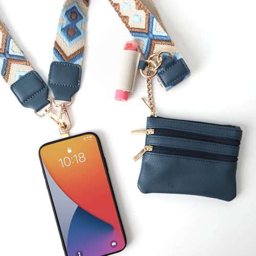 Cell Phone Strap Crossbody Universal Phone Lanyard Adjustable Strap Compatible with Most Smartphones Aztech - color: Skyblue