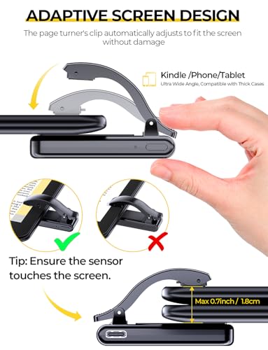 Gooseneck Kindle & Phone Holder with Page Turner Remote for Bed: Flexible Long Arm Clamp Mount for Hands-Free Reading, Bedside Desk Headboard Stand for 4.7–8.6" Devices - color: Black