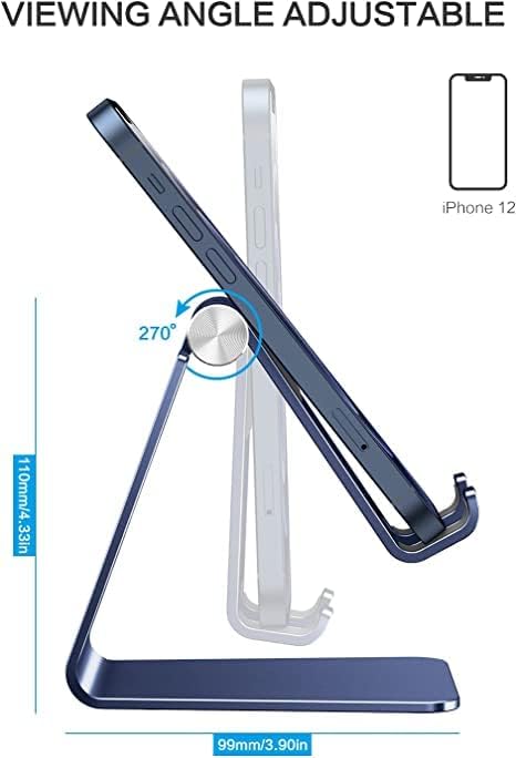 OMOTON C2 Adjustable Cell Phone Stand with Charging Cutout, Navy Blue - color: Navy Blue