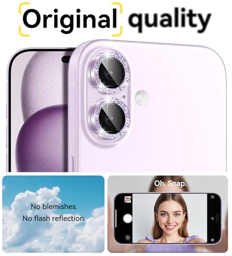 Matekxy for iPhone 17 Camera Lens Protector Glitter Individual Cover - color: Lavender