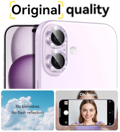Matekxy for iPhone 17 Camera Lens Protector Glitter Individual Cover - color: Lavender