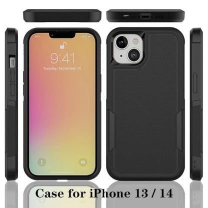 Heavy‑Duty Rugged Anti‑Drop Shockproof Protective Phone Case for iPhone 14/13, Durable Protective Shell, Black - color: Black, size: iPhone 14/13