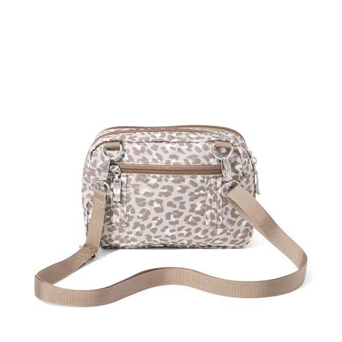 Baggallini Triple Zip with Front Wallet/Trifecta RFID Wallet Crossbody - color: Mocha Cheetah Print