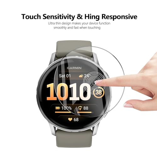 Anoowkoa 4 Pack Compatible with Garmin Venu 4 45mm/Gamin Venu 3 45mm Screen Protectors [Non-Glass] Premium Soft Film Full Coverage.High Definition.Scratch-resistant,drop-proof.Easy to install - color: Garmin Venu 4 45mm