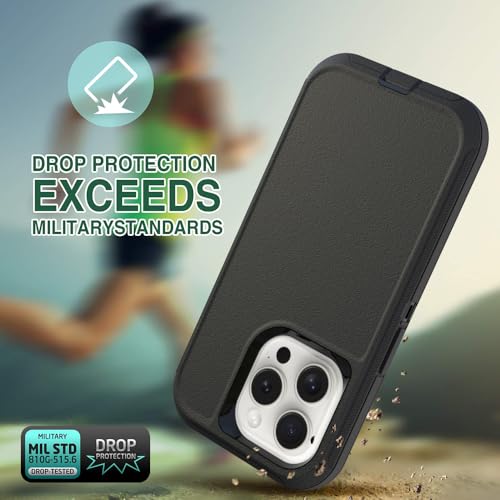 Case for iPhone 15 Pro Max, Heavy-Duty Tough Rugged Shockproof Drop Protective Cover Phone Cases, Black - color: Black+Black, size: iPhone 15 Pro Max