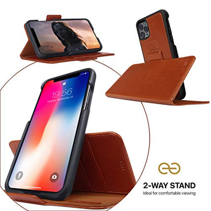 Dreem Fibonacci 2-in-1 Wallet Case for Apple iPhone SE 3 (2022), SE 2, & 8/7 - Luxury Vegan Leather, Magnetic Detachable Shockproof Phone Case, RFID Card Protection, 2-Way Flip Stand - Caramel - color: Caramel, size: iPhone SE 3 (2022), SE 2, & 8/7