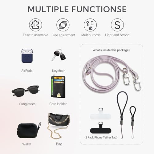 BFSD·DM Phone Crossbody Strap, Universal Crossbody Patch Phone Lanyards,Phone Lanyards for Around The Neck,Phone Strap,Compatible with Most Smartphones(Purple) - color: Purple
