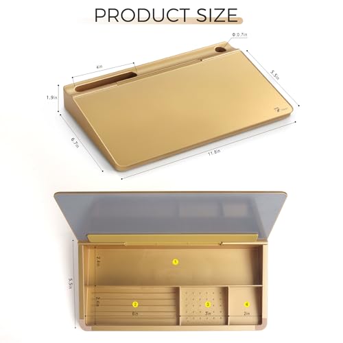 TOWON Compact Glass Desktop Whiteboard with Storage 12x7 in, Metallic Gold - color: Metallic Gold