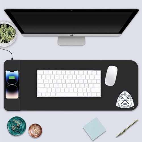 OTM Essentials Colorado School of Mines Classic Wireless Charging Cloth Desk Mat, Durable Office Supplies, Non-Slip Base, Quick Charging Wireless Desk Pad, Black - size: Classic- Charging, style: Colorado School of Mines