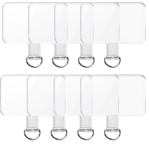 8 Pcs Cell Phone Tether Tab, Transparent Phone Tab for Lanyard Universal Tether Tabs for Most Smartphone Case Square Type Silver Buckle