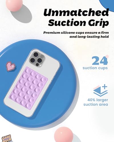 amBand ASMR Stuff Silicone Suction Phone Mount, Stable Hands-Free Sticky Holder for iPhone, Cute Aesthetic Gear for TikTok Influencers & ASMR Content Creator, Lilac Purple - color: Lilac Purple