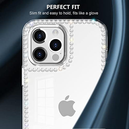 Compatible with iPhone 13 Pro Case Clear for Women Girls 3D Glitter Sparkle Bling Case Luxury Shiny Cute Crystal Charms Rhinestone Diamond Bumper Soft TPU Cover Case for iPhone 13 Pro - size: iPhone 13 Pro