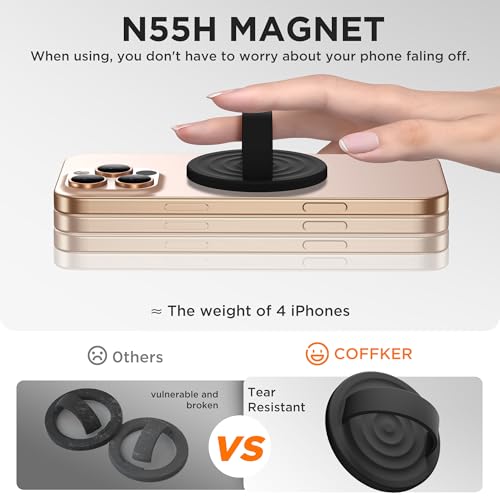Magnetic Phone Grip for MagSafe, Silicone Ring Grip, Black - color: Black