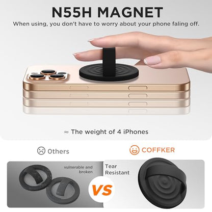 Magnetic Phone Grip for MagSafe, Silicone Ring Grip, Black - color: Black
