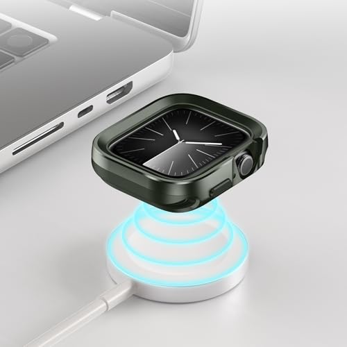 Amizee 2 in 1 Metal Rugged Case Compatible with Apple Watch SE 3/2/1 Series 6/5/4 44mm, Aluminum Shockproof Protective Bumper Cover for iWatch 44mm, Army Green - color: Army Green, size: 44mm