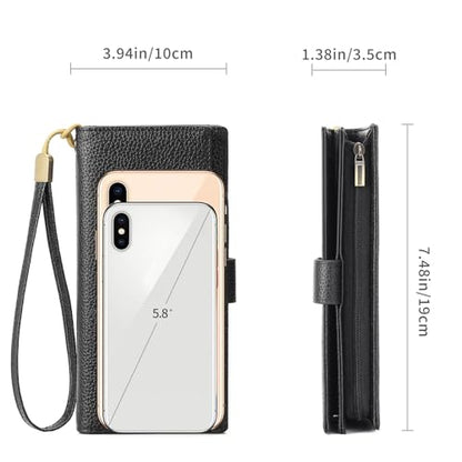 GAEKEAO Womens Wallets Large Capacity Leather Card Holder RFID Blocking Wristlet Clutch Long Travel Ladies Purse - color: Z01-Blue