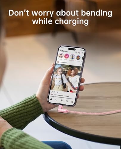 USB C to USB C Cable 2Pack 10FT 90 Degree, 60W PD Fast Charging Right Angle - color: Pink, size: 6FT, style: USB C to USB C