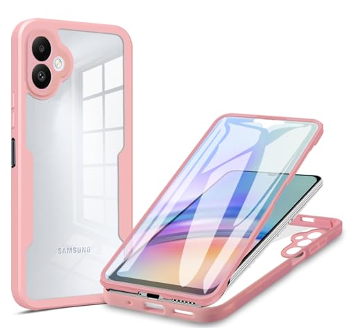 CCSamll for Samsung Galaxy A05 Case with Screen Protector QC Pink | Clear Slim Shockproof Soft TPU Bumper, Full Body Protective Phone Cover, Touch Sensitive Front Case for Samsung A05 - color: Pink