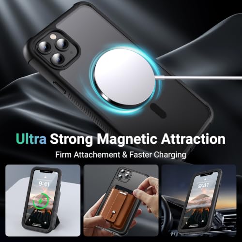 jaroco Magnetic for iPhone 11 Pro Max Case Heavy Duty Protection Gray | Compatible with MagSafe,Military Grade Drop Protection,Translucent Matte,Non-Slip,Shockproof 2-Layer Durable Bumper Case - color: Black, size: iPhone 11 Pro Max