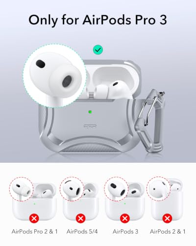 ESR for AirPods Pro 3 Case (2025), Magnetic Lid, Cyber Tough Series, Gray - color: Gray, size: AirPods Pro 3 Case