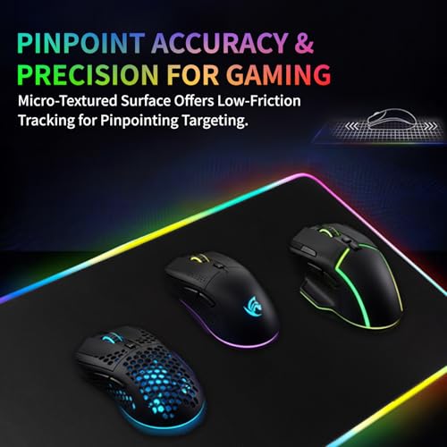 RGB Gaming Mouse Pad-14 Light Modes, Extended Soft LED Mouse Pad, Anti-Slip Rubber Base, Computer Keyboard Large Mousepad Mat, Waterproof Mousepads (31.5 * 12 Inch) - color: Black-B