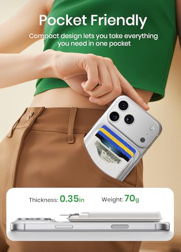 Magsafe Wallet Magnetic Card Holder, White | Strong RFID, Leather Card Pocket, Compatible with iPhone 12/13/14/15/16/17 Series, Not for mini - color: Pearl White